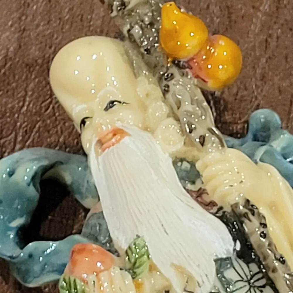 Vintage Chinese Old Wise Man with child Figurine Hand Painted 4.75